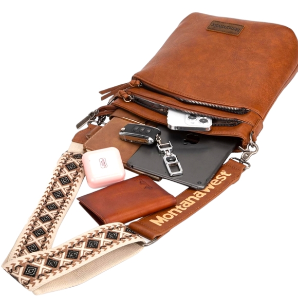 Montana West Vegan Leather Crossbody Bag With Multi Compartments + CCW Pocket - Picture 5 of 5
